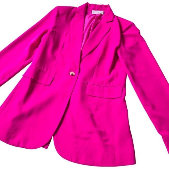 Six/Fifty Boyfriend Blazer Women's Small Pink Single-Button Notch Collar Jacket - Picture 3 of 8